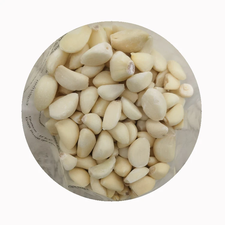 Frozen garlic pod product showing prepared garlic format for foodservice Frozen garlic pod product showing prepared garlic format for foodservice