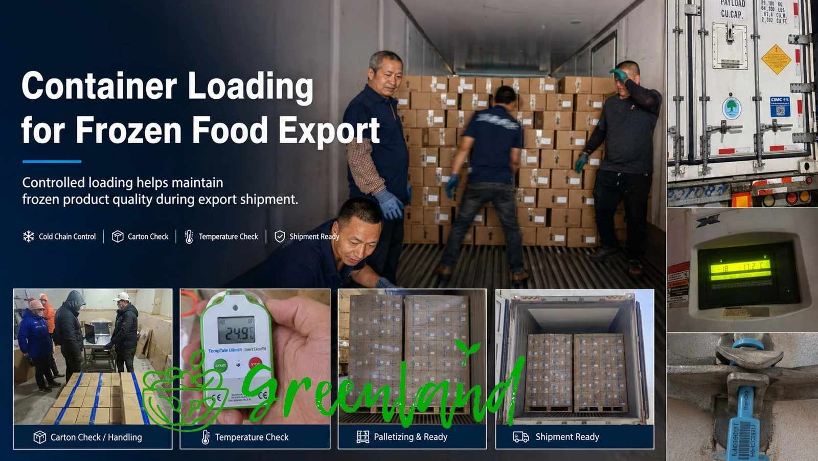 Container loading for frozen food export from GreenLand-food Container loading for frozen food export from GreenLand-food